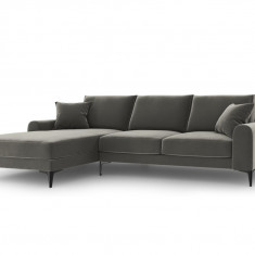 Coltar stanga, Madara, Mazzini Sofas, 5 locuri, 254x182x90 cm, catifea, gri deschis