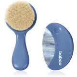 Baboo Baby Hair Brush and Comb Set set pentru păr pentru nou-nascuti si copii Blue Haze 2 buc