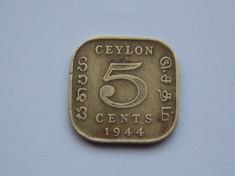 5 CENTS 1944 CEYLON foto