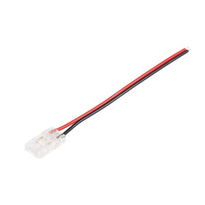 Conector 8mm pentru banda led cob, 2 pini, cablu 10cm, clips foto