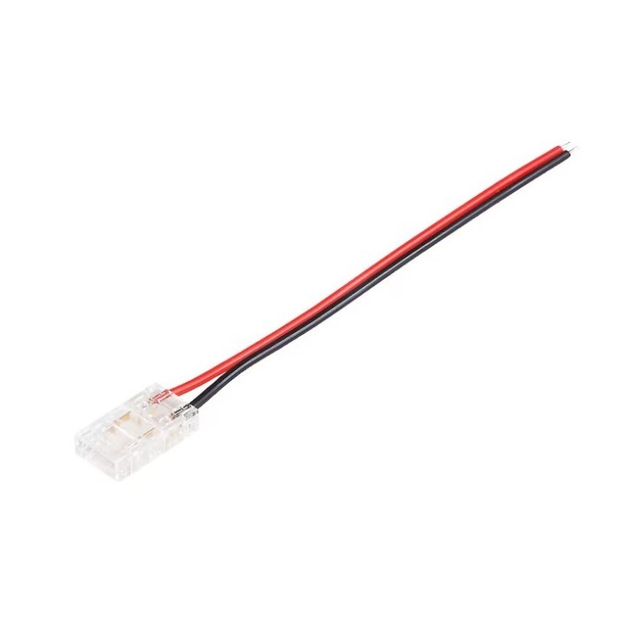 Conector 8mm pentru banda led cob, 2 pini, cablu 10cm, clips
