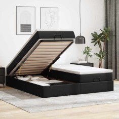 vidaXL Cadru de pat otoman saltele Negru 160x200cm piele artificială foto