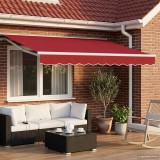 vidaXL Marchiza electrica retractabila rosu 3,5 x 2,5 m pentru gradina, poliester rezistent la intemperii