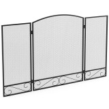 HOMCOM Grilaj de protecție pentru șemineu, paravan anti-sc&acirc;ntei pliabil &icirc;n 3 părți din metal pentru living și dormitor, 123 x 70 cm, Negru | Aosom Rom