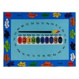 Covoras Decorativ Dreptunghiular Albastru cu Model Educativ, 120x90cm, CMCLASS