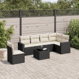 vidaXL Set canapele de grădină cu perne, 7 piese, negru, poliratan 3251373