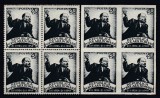 ROMANIA 1949 LP 250 LP 250 a 25-a COMEMORARE A MORTII LUI LENIN BLOCURI DE 4 MNH, Nestampilat