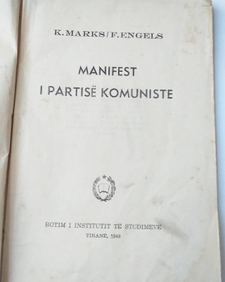 K. Marx, Engels - Manifestul Partidului Comunist (Editie Albaneza, 1948) foto