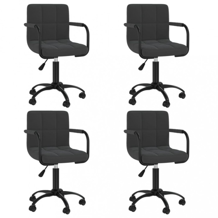 vidaXL Scaune de masă pivotante, 4 buc., negru, catifea 3088009