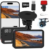 Camera Auto Dubla Technovici WiFi, Card 128GB inclus, Fata si Marsarier, Control din Telefon, Inregistrare 2.5K QHD, Unghi 170 grade, Senzor G