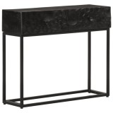 Masă consolă vidaXL, 90x30x76 cm, lemn masiv mango, negru, cu blat stabil, picioare fier