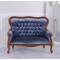 Sofa Empire din lemn mahon cu tapiterie albastra MAR109