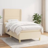 VidaXL Pat box spring cu saltea, crem, 90x190 cm, textil