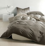 Cumpara ieftin Lenjerie De Pat Haldan Xc060, Bumbac, 4 Piese, Cu Elastic, Gri, Maro