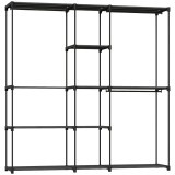 HOMCOM Dulap Garderobă din Material Textil cu 8 Rafturi și 3 Bare pentru Agățat, 182x43x185 cm, Negru | Aosom Romania