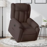 VidaXL Fotoliu electric rabatabil cu ridicare, maro &icirc;nchis, textil