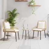 vidaXL Set de masă pentru grădină cu pernă 3 pcs Maro, Negru, Crem