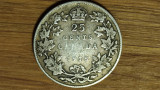 Canada -moneda de colectie argint 925- 25 cents 1918 -George V- f greu de gasit, America de Nord