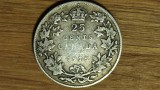 Cumpara ieftin Canada -moneda de colectie argint 925- 25 cents 1918 -George V- f greu de gasit, America de Nord