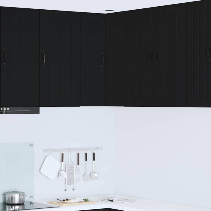 vidaXL Dulap suspendat de bucătărie cu raft Negru 57 x 57 x 80 cm 885076