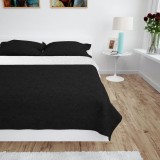 vidaXL Cuvertură matlasată cu două fețe, 170x210 cm, negru și alb