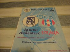 Program - Sportul Studentesc - Steaua Bucuresti 27 aprilie 1986