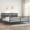 VidaXL Cadru pat cu tăblie 200x200 cm, gri, lemn masiv 3194333