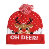 Caciula rosie cu led-uri si text Oh Deer