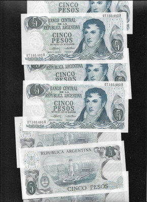 Argentina 5 pesos 1974(76) unc pret pe bucata foto