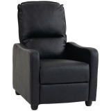 HOMCOM Fotoliu Relax Reclinabil Manual 155&deg; cu Suport pentru Picioare, din Piele Ecologică PU, pentru Living și Dormitor, 69x91x100 cm, Negru | Aosom