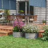 Outsunny Set de 2 Paturi Inaltate pentru Gradina, Jardiniera Inaltata pentru Exterior cu Margine de Protectie, pentru Cresterea Florilor si Legumelor