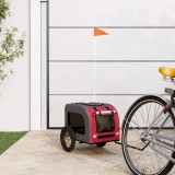 VidaXL Remorcă bicicletă animale companie, roșu/gri textil oxford/fier