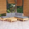VidaXL Set mobilier grădină cu perne gri, 6 piese, lemn de pin 3096315