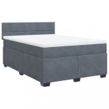 Cumpara ieftin Pat box spring cu saltea, gri inchis, 140x200 cm, catifea