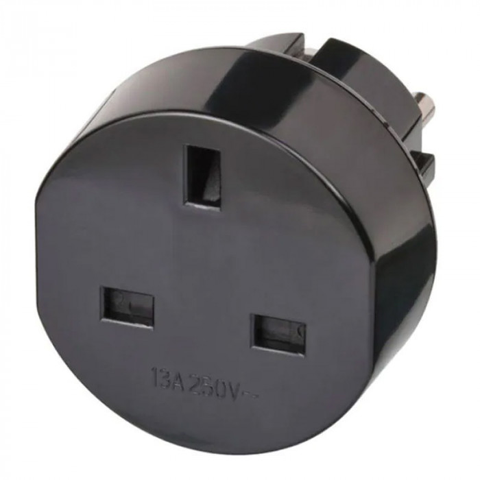 Adaptor priza Brennenstuhl GB, UK - EU Schuko, Negru