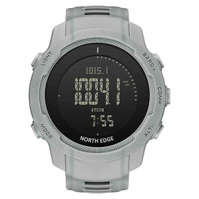 Ceas sport digital NORTH EDGE Vertico, fibra de carbon, cadran negru, altimetru, barometru, busola, termometru, pedometru, rezistent la apa 50M, barba