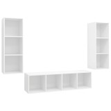 Cumpara ieftin Set de dulapuri TV, 3 piese, alb, lemn prelucrat