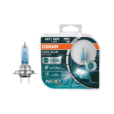 Set 2 becuri auto far halogen Osram H7 cool blue intense next gen +100% 55w 12v PX26d 64193CBN-HCB foto