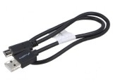 Cablu USB 2.0 A la C 0,5m nichelat negru PVC