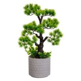 Ghiveci decorativi gri cu plantă artificială Bonsai, CMCLASS