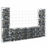 VidaXL Coș de gabion &icirc;n formă de U, 2 st&acirc;lpi, 140x20x100 cm, fier