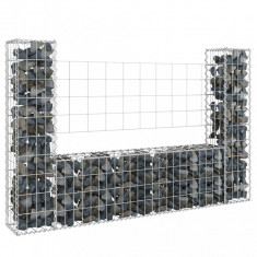 vidaXL Coș de gabion în formă de U, 2 stâlpi, 140x20x100 cm, fier