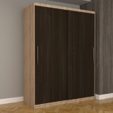 Dulap Dormitor Nova Eco 150 cm x 200 cm, fara oglinda, sonoma cu usi glisante wenge