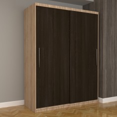 Dulap Dormitor Nova Eco 150 cm x 200 cm, fara oglinda, sonoma cu usi glisante wenge