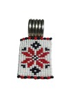 B65. Pandantiv dama cu motiv national, manual, margele inox, alb-rosu-negru, RavariuArt