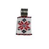 B65. Pandantiv dama cu motiv national, manual, margele inox, alb-rosu-negru