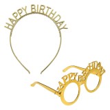 Set de Petrecere cu Ochelari și Coroniță Aurii Happy Birthday, CMCLASS