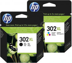 Set HP 302XL Negru+Tricolor Original foto