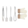 Set 5 Ustensile de Bucatarie, Cyrax, din Silicon+Inox, Termorezistente, Antiaderente, 28 x 26 x 2 cm, Alb Maro