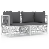 Cumpara ieftin Set mobilier de gradina, 2 piese, cu perne, alb, otel